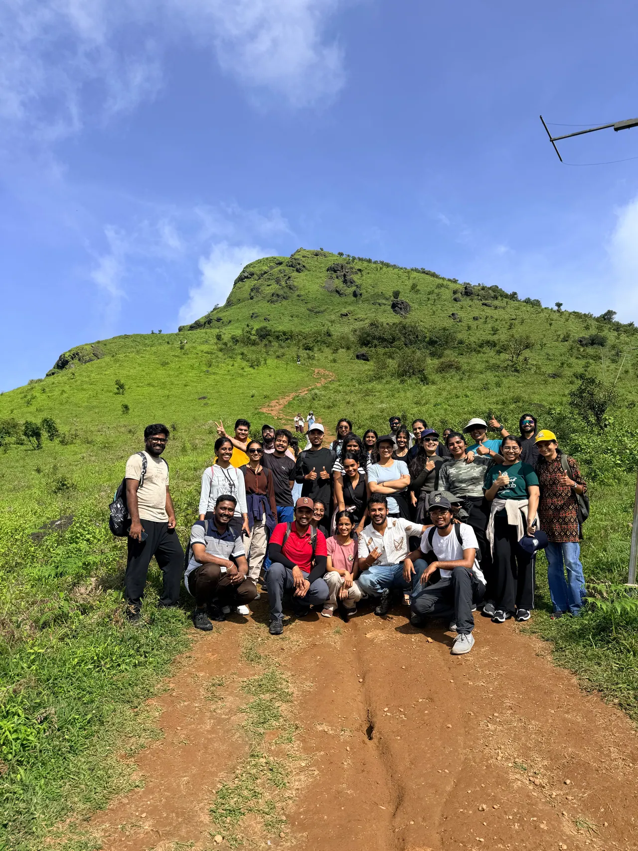 A Mysore Trekkers group on the grassy trail up Kabbe Hills